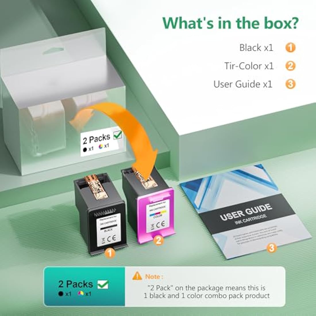 62 XL 62XL Ink Cartridges Black and Colour Multipack Replacement for HP 62 Ink Cartridges Twin Pack for HP Envy 5540 5541 5544 5546 5644 5541 5640 5646 5542 OfficeJet 200 250 5740 5742 (2-Pack)