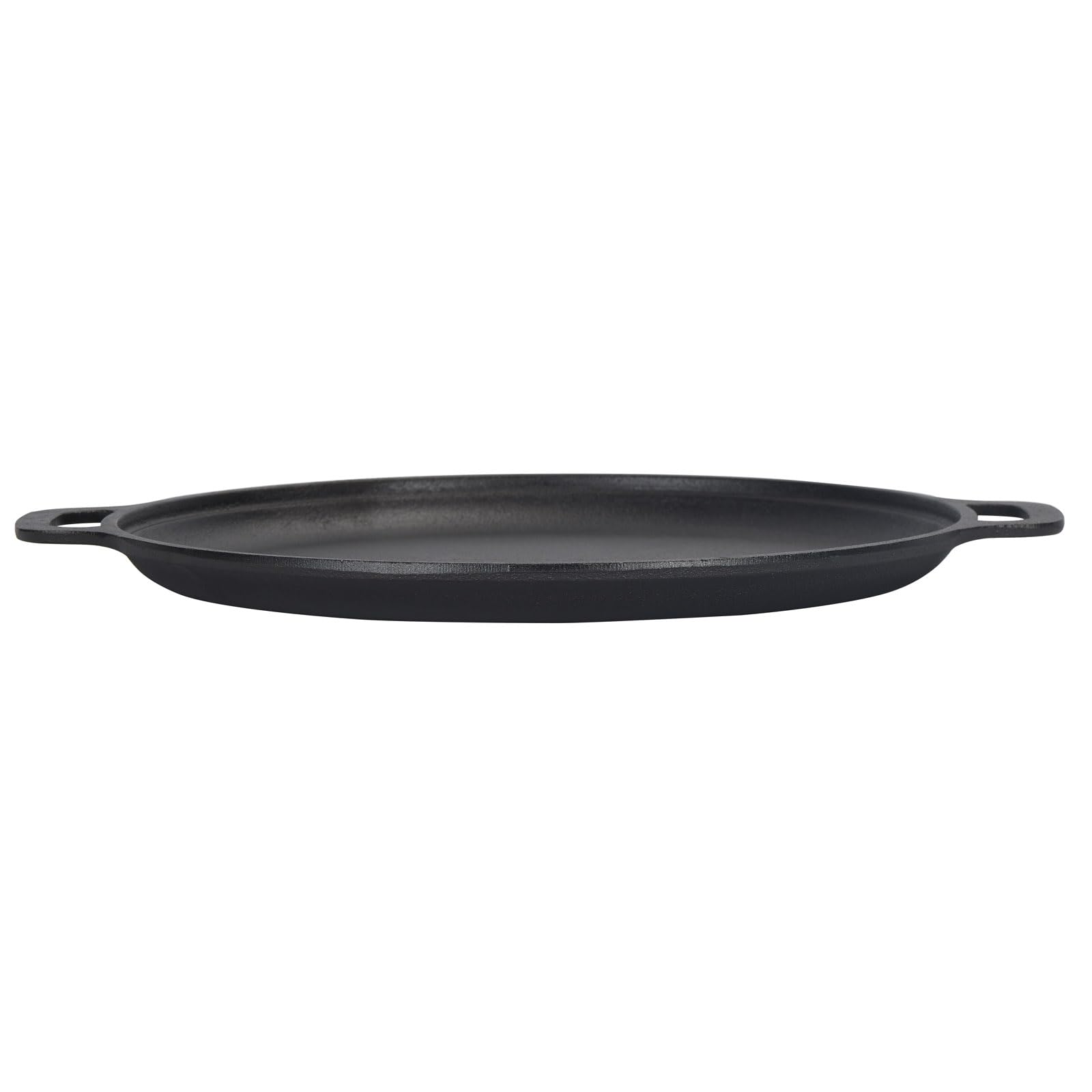 GRANDWISH Cast Iron Skillet Pan, Pre-Seasoned Round Griddle Pan for Pancakes, BBQ, Pizza Pan with Handles (35 cm)