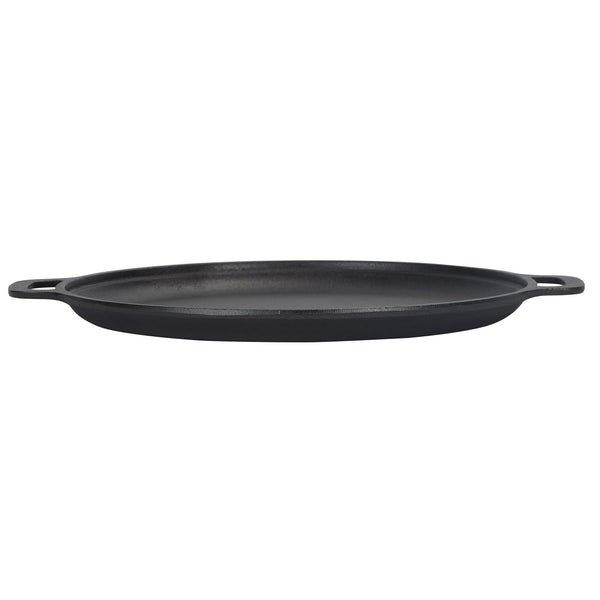 GRANDWISH Cast Iron Skillet Pan, Pre-Seasoned Round Griddle Pan for Pancakes, BBQ, Pizza Pan with Handles (35 cm)