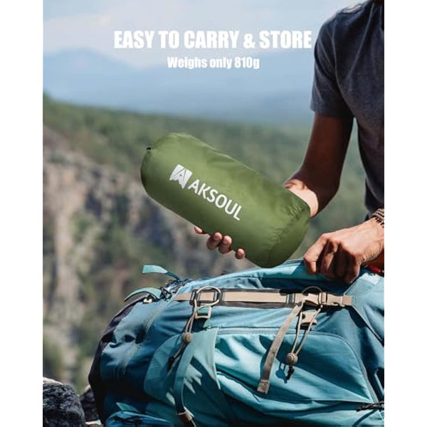 AKSOUL Self Inflating Sleeping Mat for Camping: 8-12CM Thickness Single Camp Mattress, Double Joinable Camping Inflatable Mat