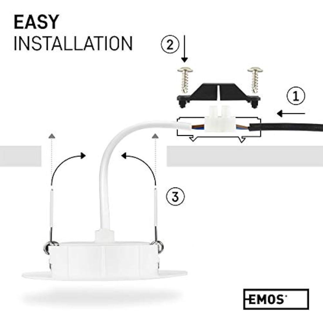 EMOS LED Spot Lights Ceiling Round 5W / 450lm, 6500K Cold White | 50° Tilt Swivel Recessed Ceiling Lights, Ultra Slim | Pack of 12 Recessed LED Downlights for Ceiling, Mains Powered, White