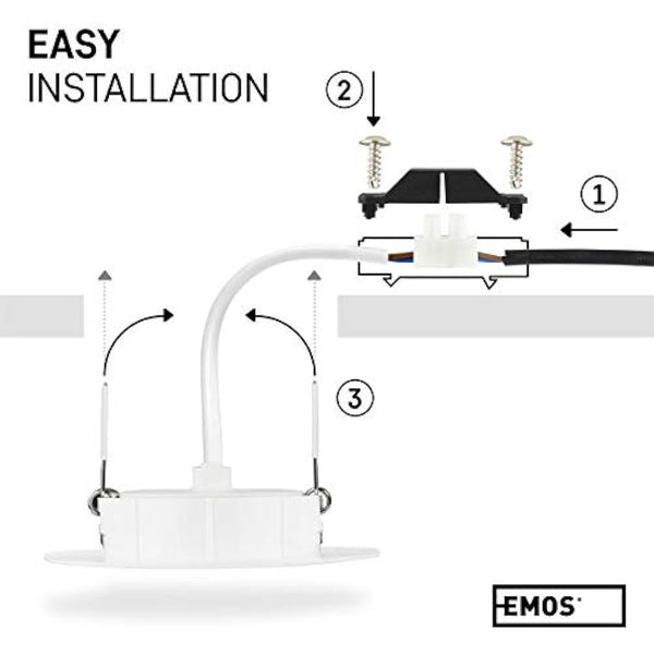 EMOS LED Spot Lights Ceiling Round 5W / 450lm, 3000K Warm White | 50° Tilt Swivel Recessed Ceiling Lights, Ultra Slim | Pack of 12 Recessed LED Downlights for Ceiling, Mains Powered, White
