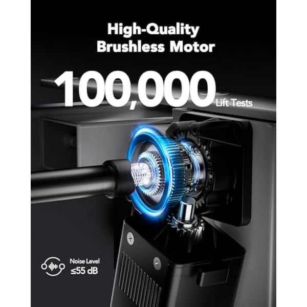 HUANUO Standing Desk Frame with Brushless Motor,100kg Weight Capacity Electric Standing Desk Legs, Height-Adjustable Desk Frame for 110 x 180 cm Desktops, Sit Stand Desk Frame Only