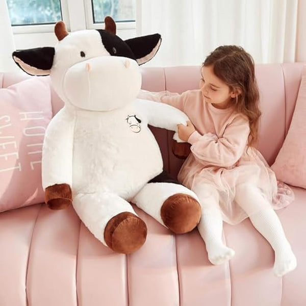 IKASA Giant Cow Stuffed Animal Jumbo Cow Soft Toys (White, 78cm)