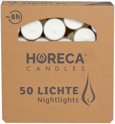 Horeca Candles - Tea Light Candles in Clear Cup 200 Pack - 8 Hours Burn Time - White Wax - Smokeless, Dripless, Unscented Candles Bulk