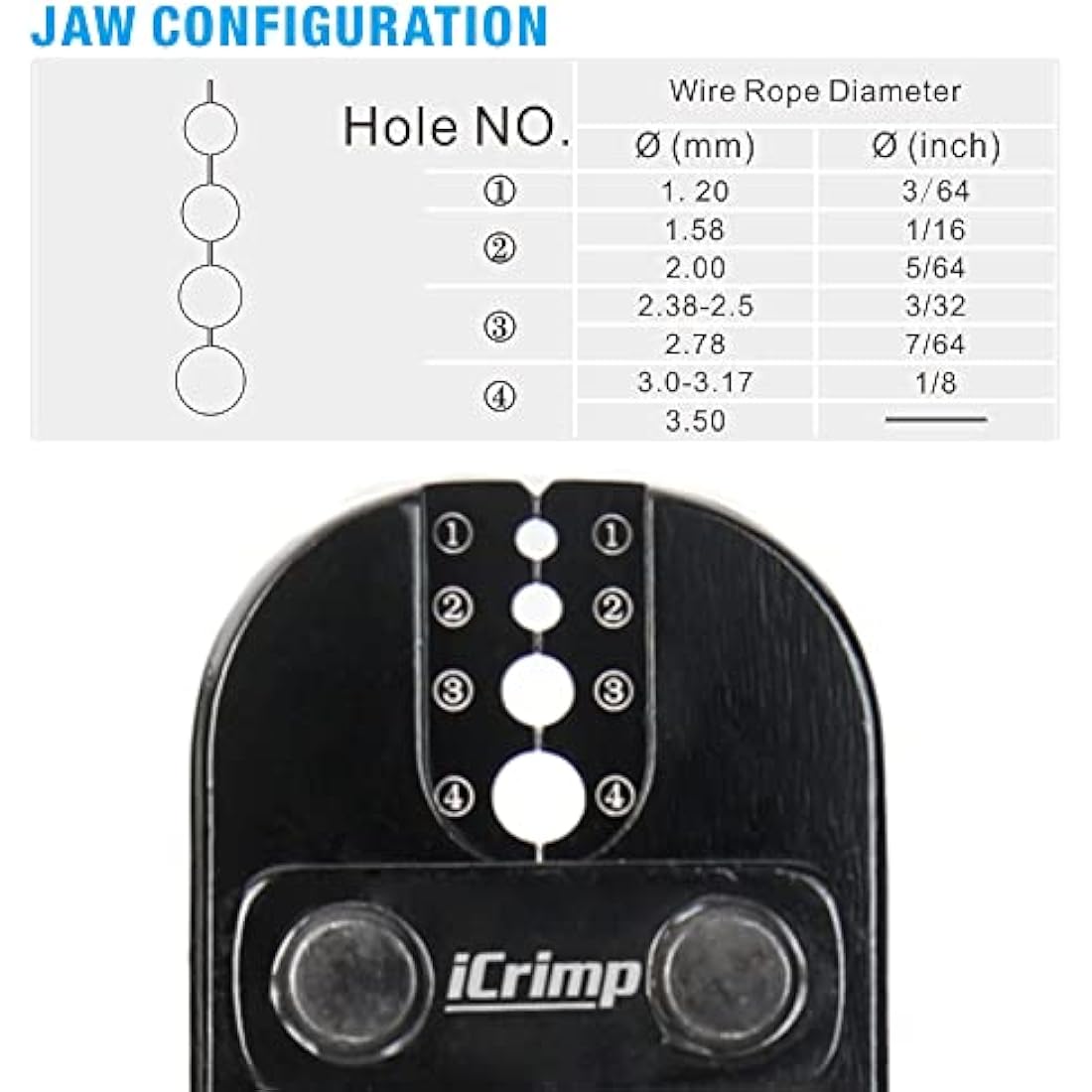 iCrimp Heavy Duty Stainless Steel Wire Rope Crimping Tool, Hand Swager for Copper and Aluminum Oval Sleeves, Compatible with Stop Sleeves from 1.2mm to 3.5mm Wire Rope