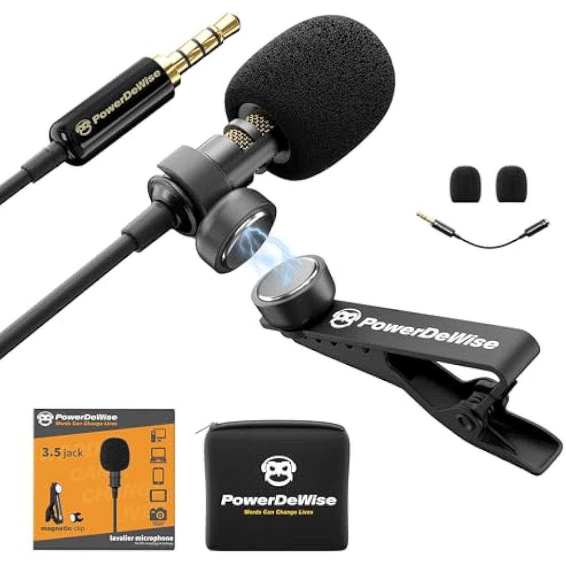 Professional Grade 3.5mm Lavalier Lapel Microphone - Perfect for ASMR Recording Video with iPhone Phone or Camera - Tiny Shirt Microphone with Easy Clip On System