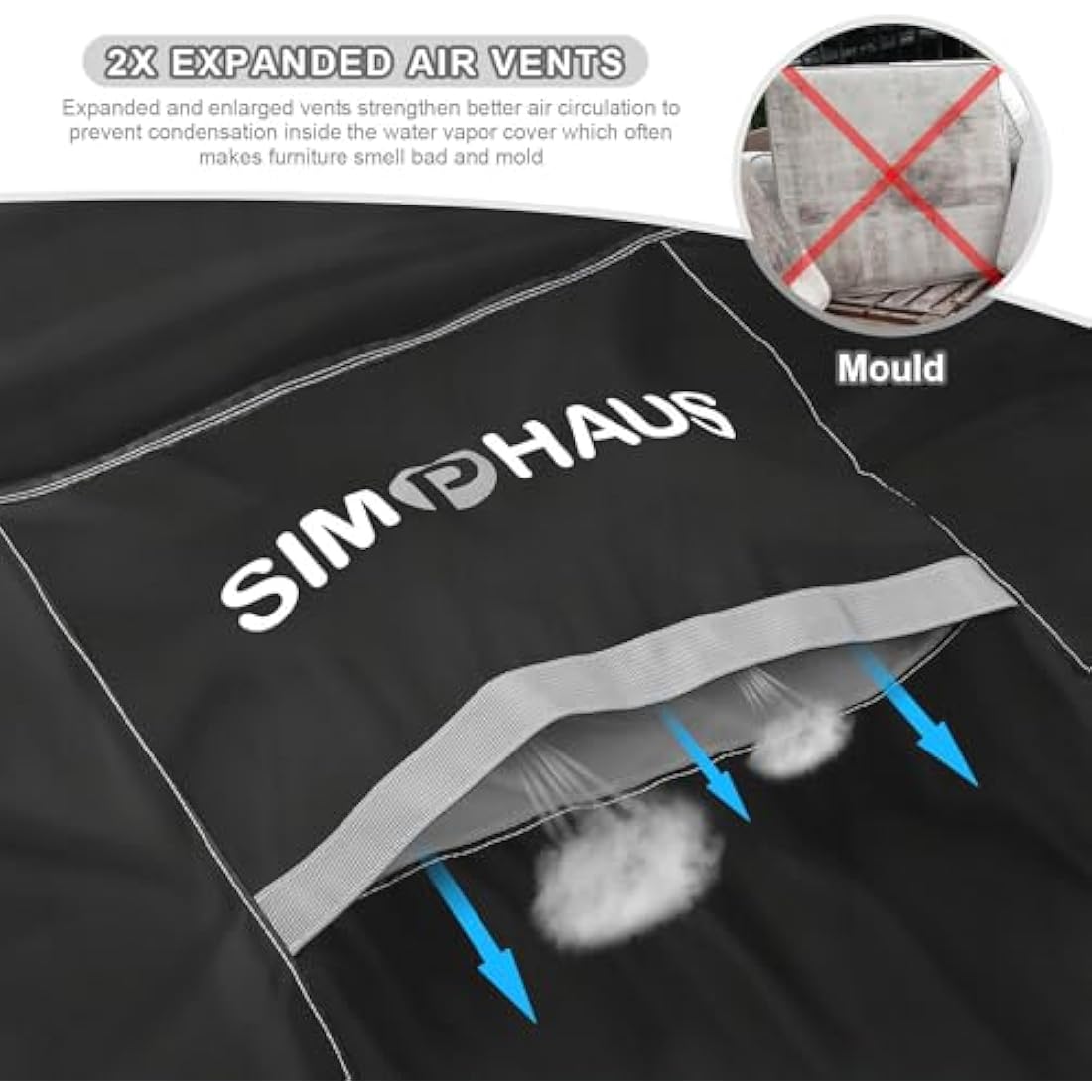 SIMPHAUS Large Outdoor Furniture Covers 280x210x90cm Garden Furniture Covers Waterproof Garden Table Cover with Straps and Air Vent,Garden Sofa Cover Anti-UV 420D Oxford Fabric Patio Set Covers