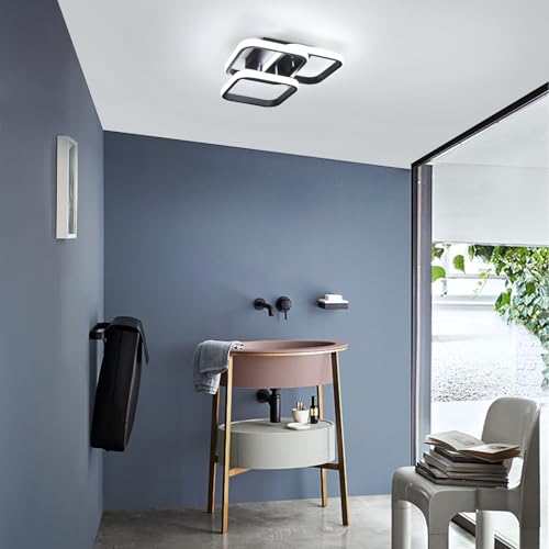 EIDISUNY LED Ceiling Light Modern 40W LED 3 Square Black Ceiling Lamp LED Ceiling Lights Fixture for Hallway Office Bedroom Kitchen Living Room Dining