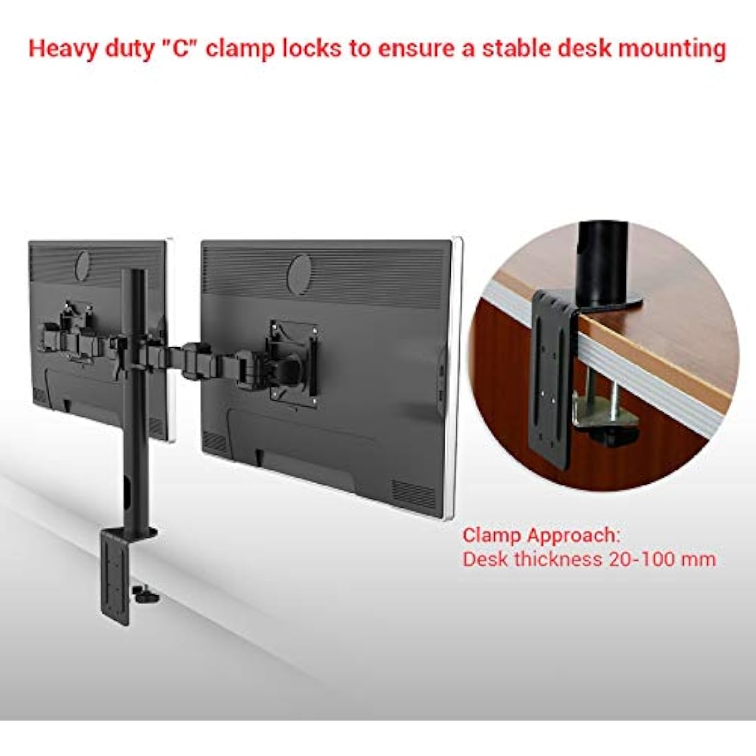 FLEXIMOUNTS D1D Full Motion Dual Arm Desk Monitor Mount Stand Fits 10"-27" LCD Computer Monitor,Clamp Mounting, 22 lbs Loading capacity