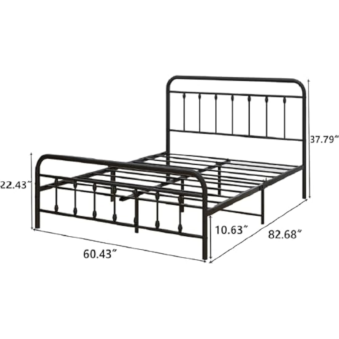 DUMEE King Size Bed Frame with Headboard and Footboard/Under Bed Storage, Metal Bed Frames King Size Mattress Base No Box Spring Needed, Enhanced Support Noise Free, Black