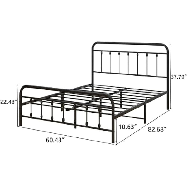 DUMEE King Size Bed Frame with Headboard and Footboard/Under Bed Storage, Metal Bed Frames King Size Mattress Base No Box Spring Needed, Enhanced Support Noise Free, Black