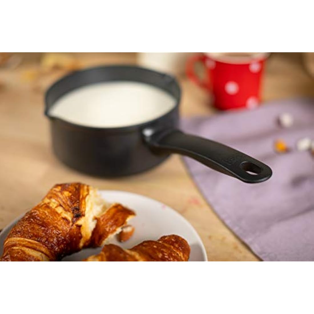 KUHN RIKON 31273 Easy Aluminium Induction Milk Pan, 16 cm / 1.4 litres, Black 16cm, 1.4 liters