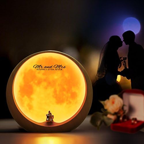 mamre Moon Ambient Light DIY Anniversary Wedding Valentines Day Gift Ideas Art Decor, Love Beneath The Red Moon, Plastic