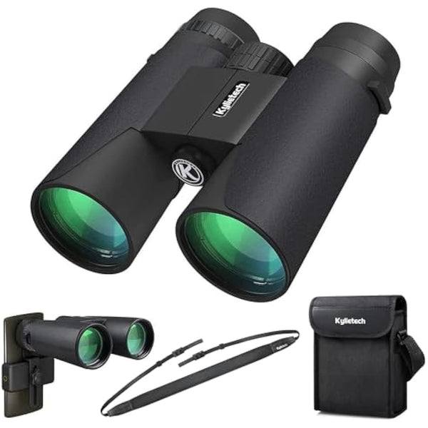 Kylietech High Power 12x42 Binoculars for Adults with BAK4 Prism, FMC Lens, Fogproof & Waterproof Great for Bird Watching Travel Stargazing Hunting Concerts (Smartphone Adapter Included)