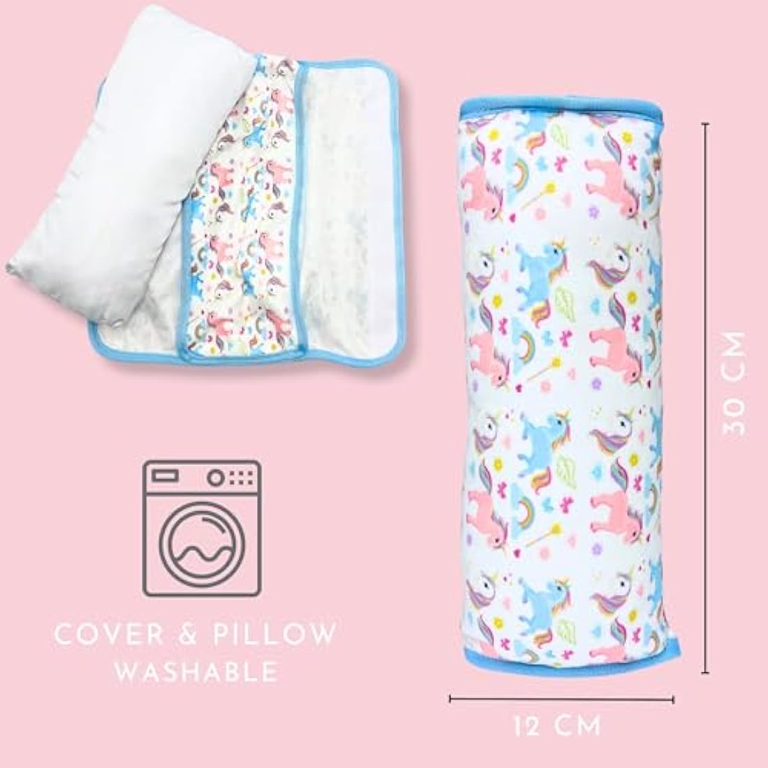 HECKBO magic unicorn car seatbelt pillow for children - machine washable - girl boy kids children soft car seat belt cover sleeping pillows protection car travel pillow cushion vacation