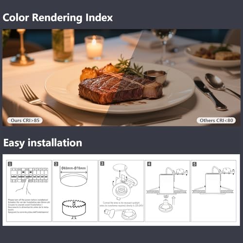 4XSweier IP20 Fire Rated LED Downlights for Ceiling,90 Minute Fire Rated GU10 Downlights, 5W 6000K Cool White Ceiling Recessed Spotlights Fittings with Satin Nickel (Non-Dimmable)