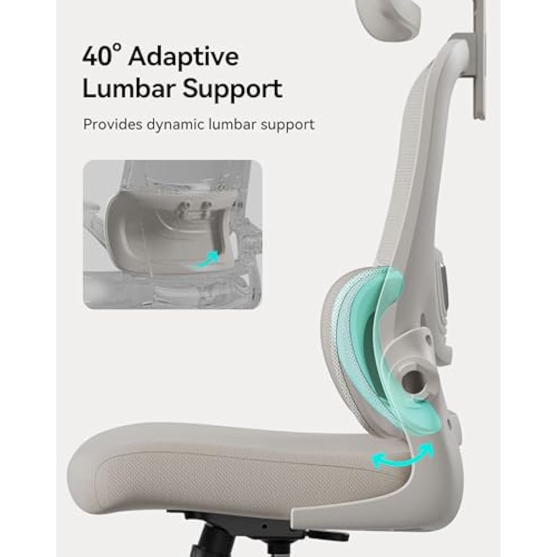 Hbada P1 Ergonomic Office Chair with Flip-Up Armrest, Swivel Computer Desk Chair with 2D Lumbar Support (Grey)