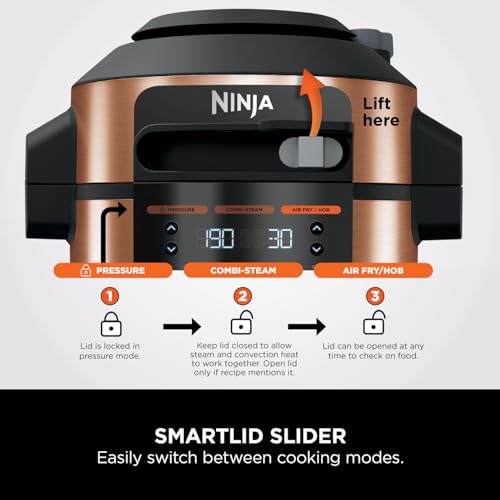 Ninja Foodi MAX 14-in-1 SmartLid Multi Cooker, 7.5L Electric Pressure Cooker & Air Fryer, Combi-Steam, Slow Cook, Bake, Grill, Copper/Black Amazon Exclusive OL650UKCP