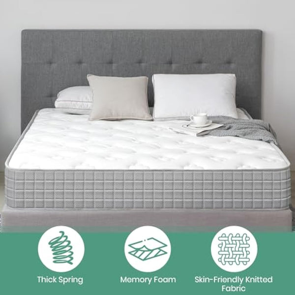 Good Nite Single Mattress Hybrid Spring and Memory Foam Single Bed Mattresses Sprung Comfortable with Knitted Fabric Zoned Support 3FT 18cm Deep H6 Firmness 90x190
