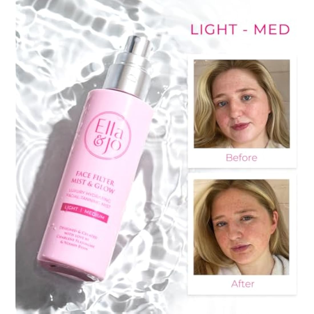 Ella & Jo Tanning Face Mist & Glow - Natural & Even Tan, Hydrating, Lightweight & Freshly Scented (Light Medium)