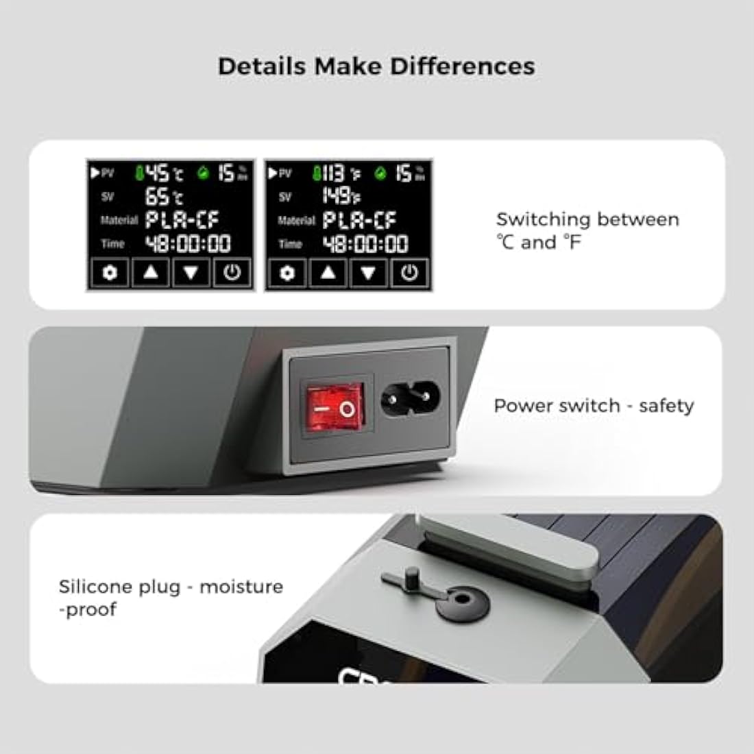 Creality Official Space PI Filament Dryer, 3D Printer Filament Dryer Box with 360° Heating, Upgraded Filament Dehydrator Storage Box Support PLA ABS PETG TPU 1KG 1.75/2.85mm