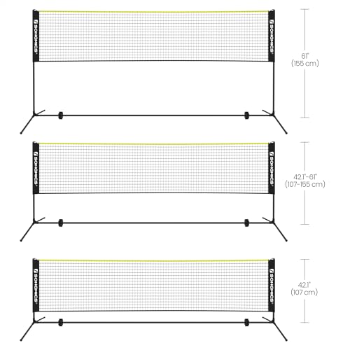 SONGMICS 3 m Badminton Net, Volleyball Net, Adjustable Poles Height, Portable Set for Tennis