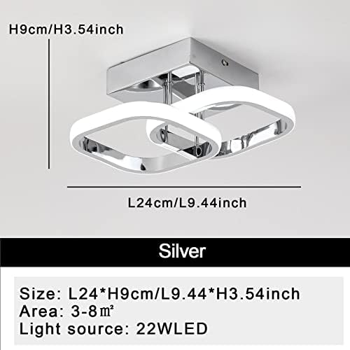 EIDISUNY Light Fittings Ceilings Square Concise Nordic Chrome Ceiling Light for Kitchen Bedroom Study Room Corridor Ceiling Lights Cool White Light 22W