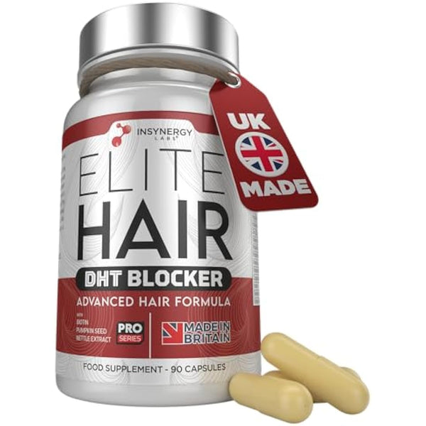 DHT Blocker Elite Hair, Hair Growth Supplement | #1 Advanced Hair Supplements for Women & Men | DHT Blocker Tablets Hair Growth Vitamins | 90 Capsules 16 Ingredients in 1