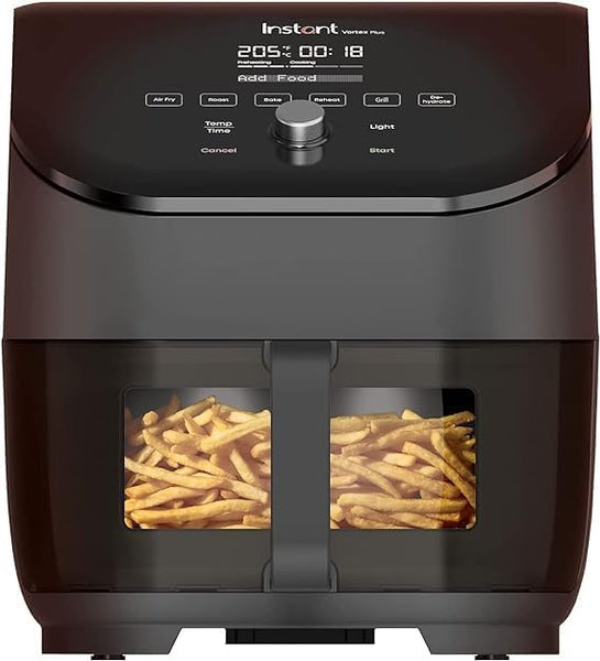 Instant Pot - Versazone Dual Black Air Fryer - Large 8.5L, Family Size - Single Double Basket with Divider - 8 in 1 - Food Dehydrate, Grill, Bake, Roast, Reheat, Non-Stick, Easy Clean, Dishwasher Safe
