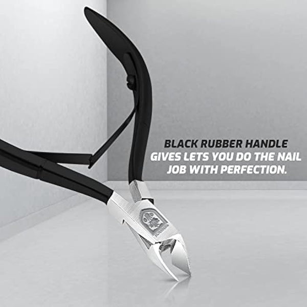 SENBACH Cuticle Trimmer with Pusher, Remover Nipper Professional Stainless Steel Cutter Clipper Durable Pedicure Manicure Tools for Fingernails and Toenails (Black) (1548)