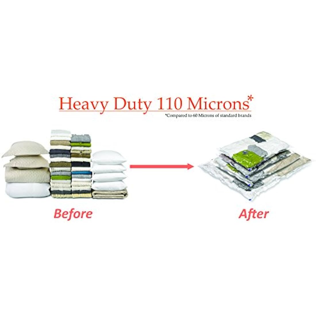 HEAVY DUTY 5 VACUUM STORAGE BAGS by Gorilla Bags, Extra Large 100x80cm. Extra Strong 110 Microns. Double Zip Seal & Unique Turbo Valve Keeps Items Compressed For Longer.