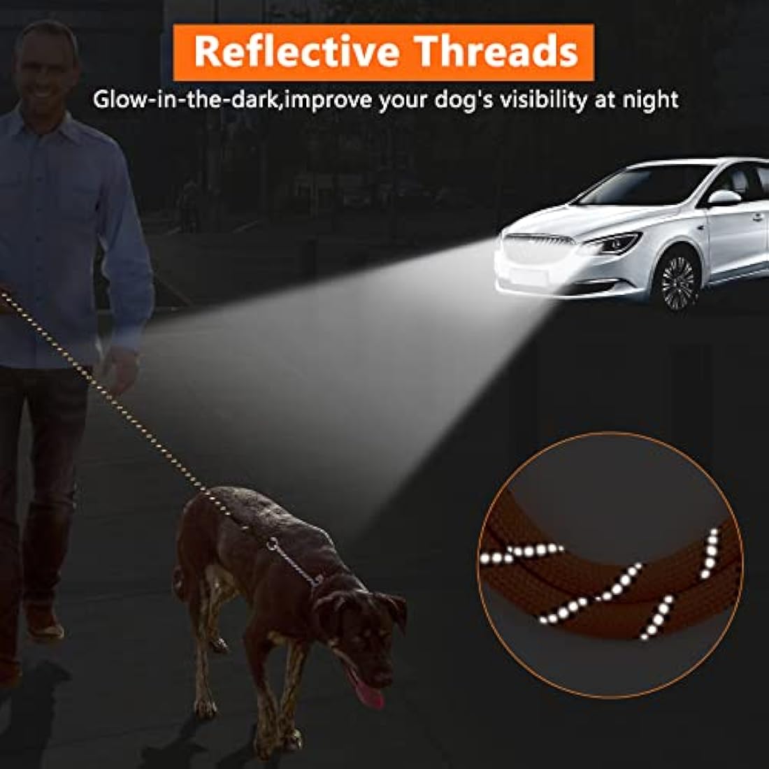 Kdsvakd Training Lead For Dogs, 3m / 10ft Long Rope Dog Lead with carabiner clip and padded handle, Recall Durable Lead Duty Check Cord For Puppy, Small, Medium, Large Dog Yellow