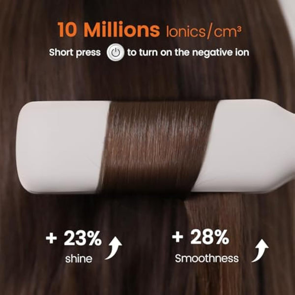 Faszin Professional Hair Straighteners, 42mm Wide-Plate Titanium Negative Ion Flat Iron, 30s Rapid Heating, Real-time Temperature Display, 11 Adjustable Temperature Levels (130-230℃)-White