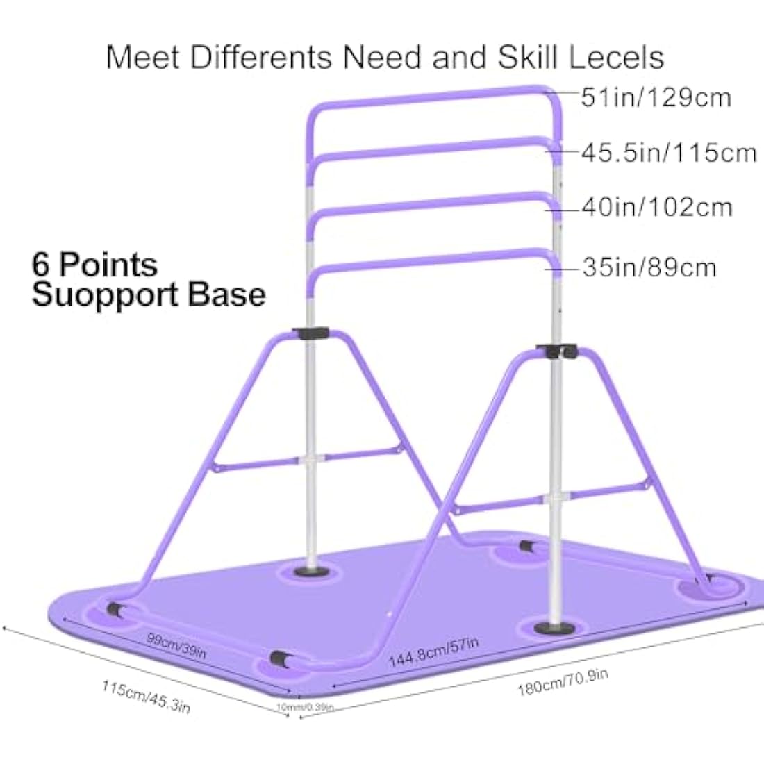 EVERYMILE Gymnastics Bars, Junior Training Kip Bar Gymnastics Equipment for Home,Adjustable Height Folding Horizontal Bar with Gymnastic Rings for Kid