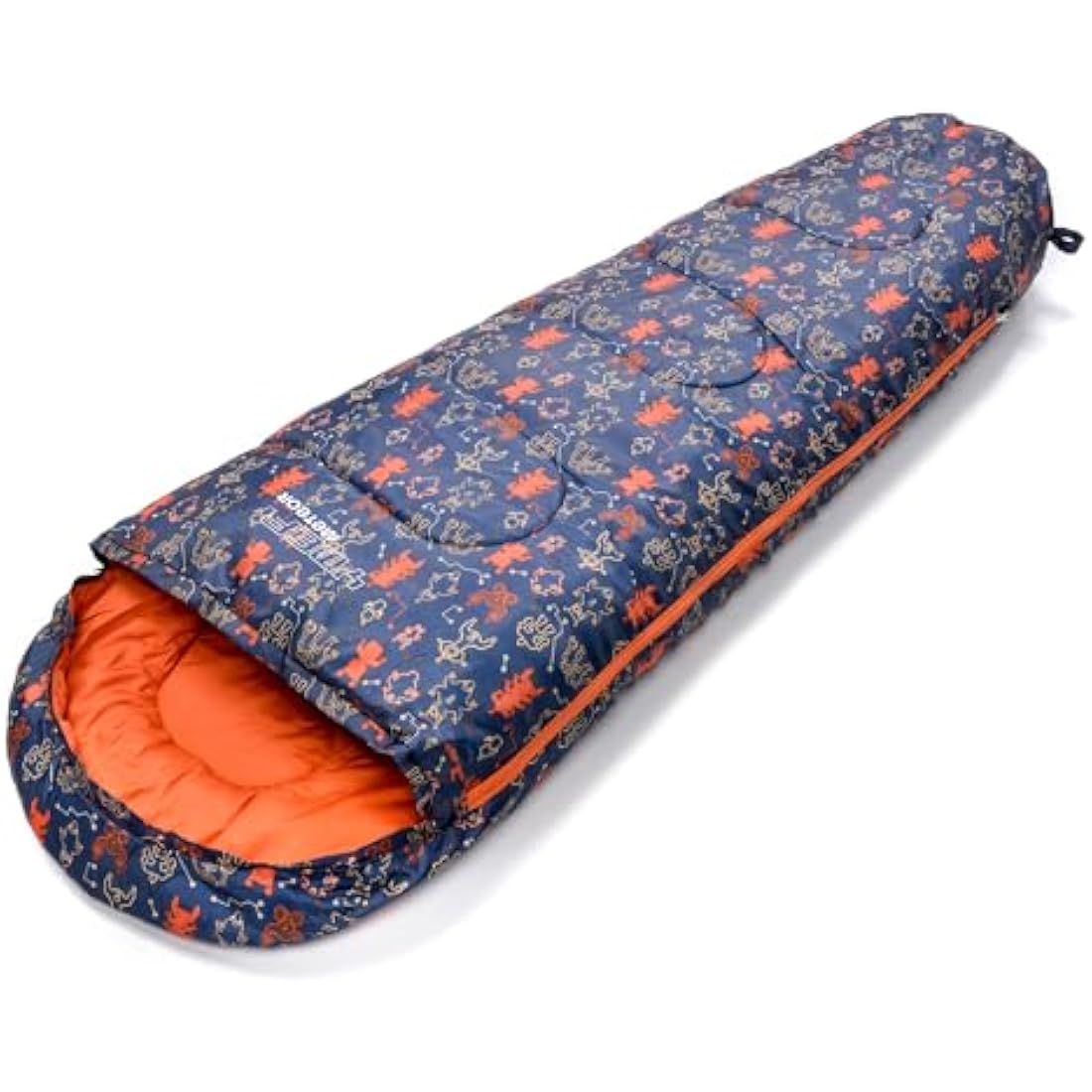 Meteor - YMER Kids Sleeping Bag – Lightweight Insulated Mummy Shape for Camping, Hiking, Travel – All Season - for Girls & Boys – for Sleepovers or Outdoor Adventures - Robot Motif