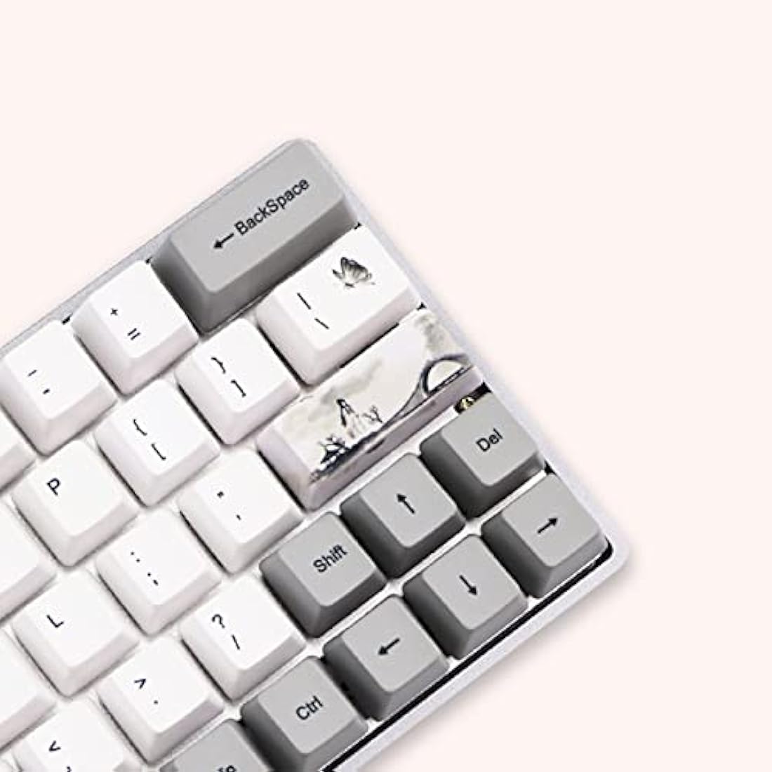 Vbestlife Mechanical Keyboard Keycaps, 73Pcs PBT OEM Profile Sublimation Keycaps with Chinese Ink Pattern, for Mechanical Keyboard(Ink-Pattern)