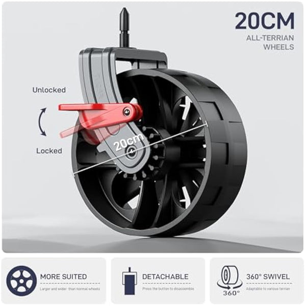 EVER ADVANCED 225L Festival Trolley on Wheels with Removable Canopy, 150KG Heavy Duty Camping Trolley, Push & Pull Beach Cart with 3 Large Pockets, Garden Folding wagon Fishing Blue
