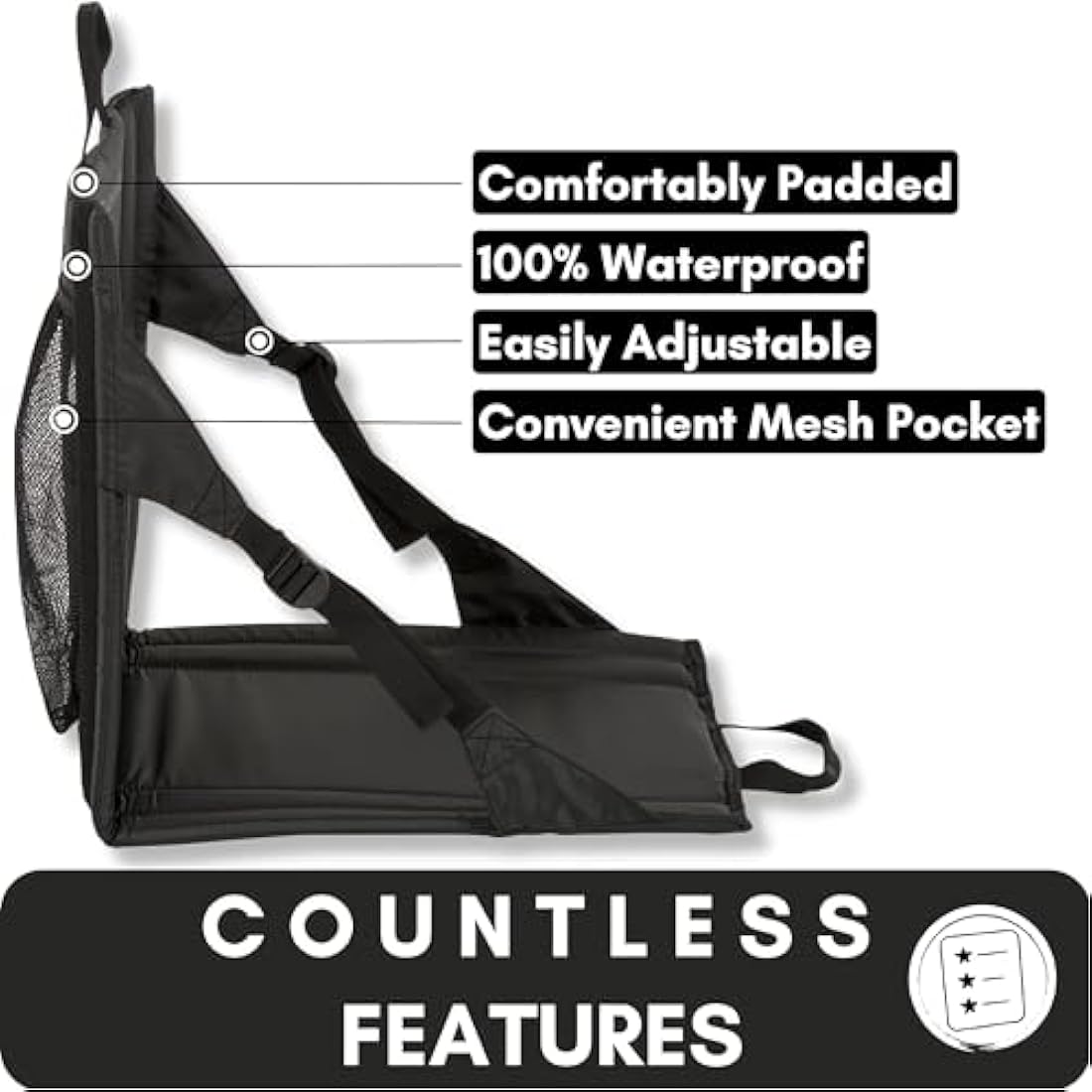 Highlander Outdoor Sit Mat - Portable Seat - Lightweight with Back Support and Pocket - Perfect as a Picnic Chair, Stadium Seat, Beach Chair, or Festival Chair