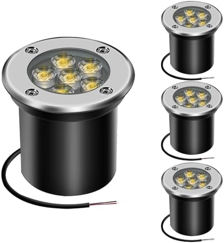 AHOTSUK Outdoor Buried Lights LED Ground Light Mains Powered Garden Lights Underground Light 6W 12V 24V IP67 Waterproof Low Voltage Well Lighting for Garden, Pathway, Patio(Warm White)