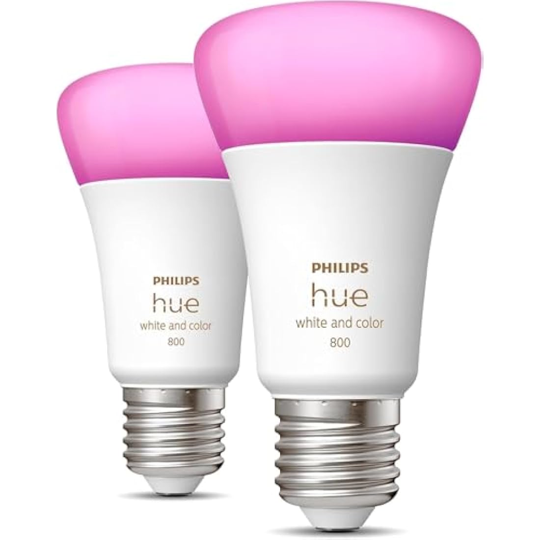 Philips Hue White and Colour Ambiance Smart Light Bulb 2 Pack 60W - 800 Lumen [E27 Edison Screw] with Bluetooth. Works with Alexa, Google Assistant and Apple Homekit