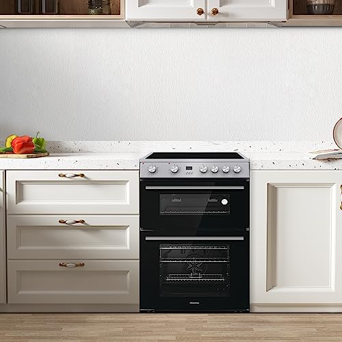 Hisense HDE3211BBUK 60cm Electric Cooker with Ceramic Hob-Black , A Rated Double Oven