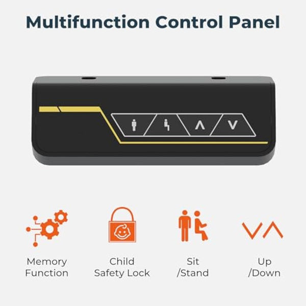 FitStand FQ1 140x60cm Electric Height Adjustable Standing Desk, Sit Stand Desk, Computer Desk With Hooks, Child Lock, Memory Function, Suitable For Office And Home - Rustic Brown