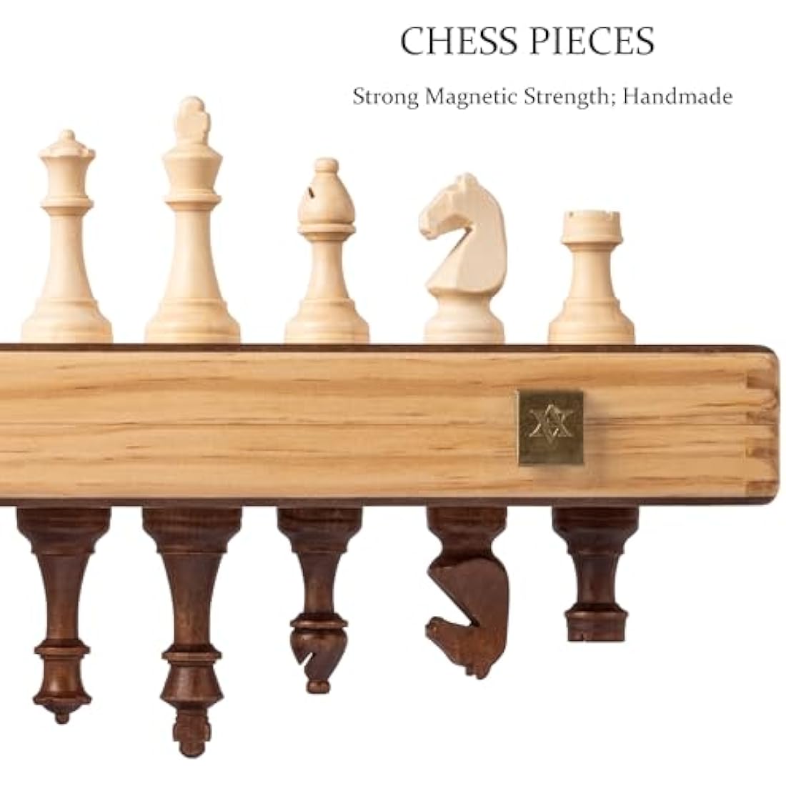 A&A 15" Magnetic Wooden Chess Set/Folding Board / 3" King Height German Knight Staunton Chess Pieces/2 Extra Queen