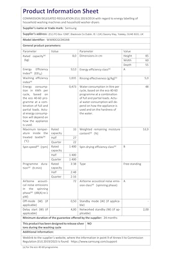 Samsung Series 5 11kg Washing Machine, AI Energy and WiFi-enabled, White, WW11DG5B25TEEU