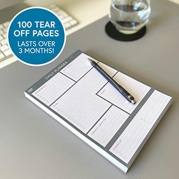 A5 Daily Planner Pad - 100 Undated Tear-Off Sheets, Compact To-Do List & Desk Organiser for Work, Study & ADHD Focus