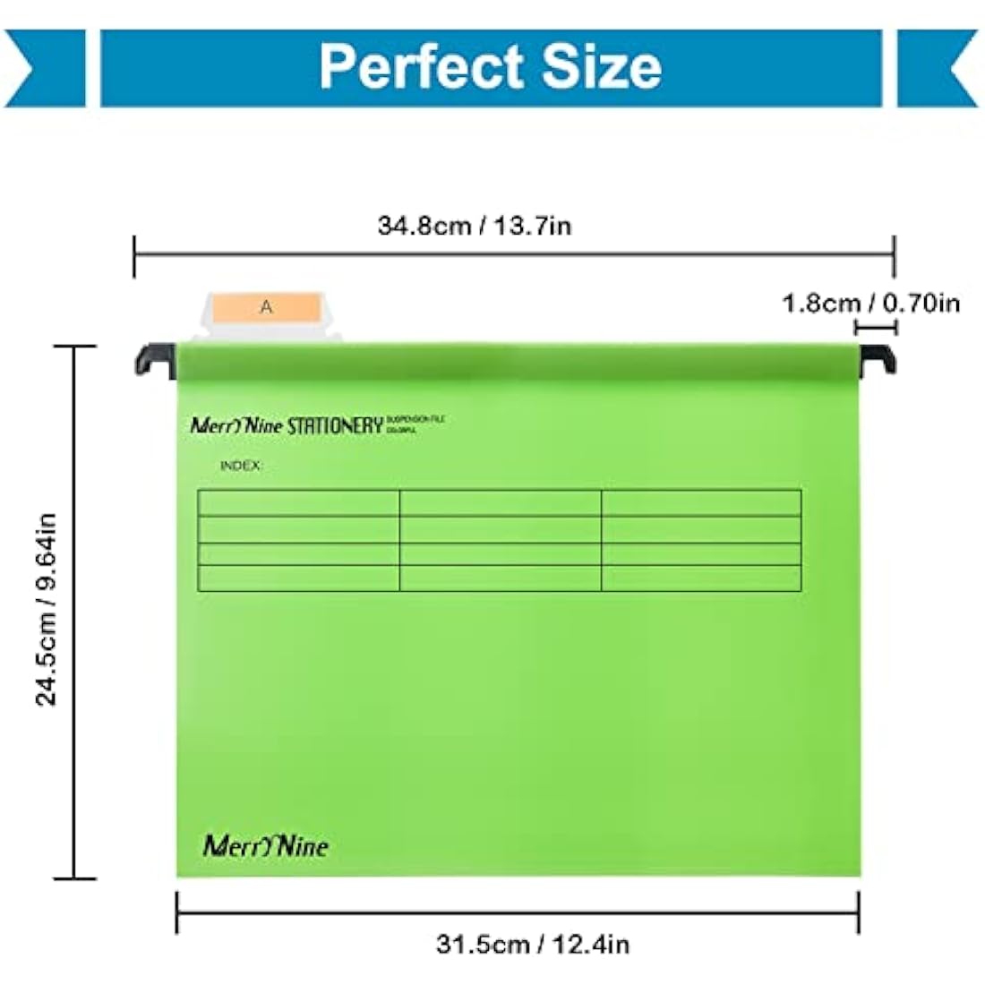 Suspension Files, MerryNine 15PCS Polypropylene Filing Cabinet Suspension Files with Tabs and Card Inserts for School Home Work Office Organization **Check Size Before Ordering ** (Green, A4)