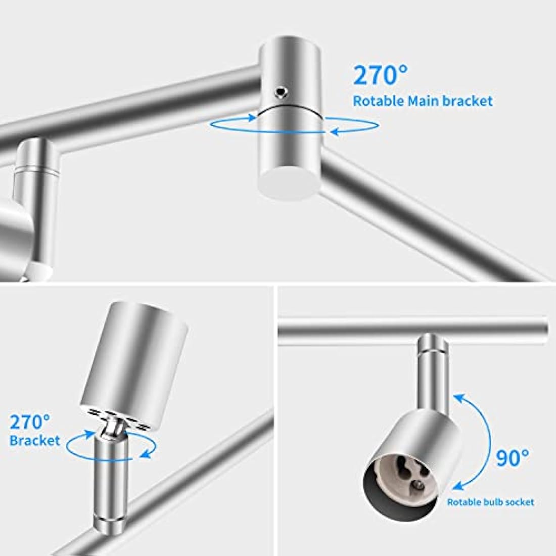 HURYEE Kitchen Lights, 6-Light Ceiling Lighting Kits, Swivelling Ceiling Spotlight for Bedroom, Kitchen and Living Room(GU10 LED Bulbs not Included) (Brush Nickel), TLK6head