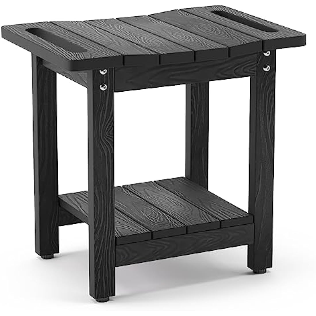 LUE BONA HDPS Shower Benches,Shower Stool for Shaving Legs with Shelf,Waterproof Bath Chair Seat for Bathroom,Weather Resistant/Non-Slip/Handles/Indoor or Outdoor Use,Black