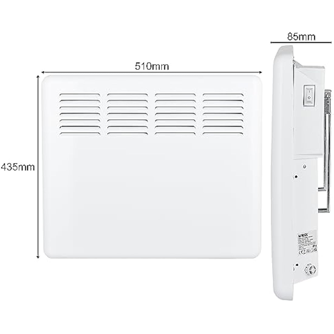 MYLEK Panel Space Heater 1KW Eco Smart WiFi App Radiator Electric Low Energy, 1KW,1.5KW, 2KW Available - Wall Mounted or Floor Standing, Bathroom IP24 Rated for Homes, Offices (1000w)